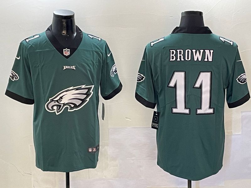 Men Philadelphia Eagles #11 Brown Green 2024 Nike Limited NFL Jersey style 0108